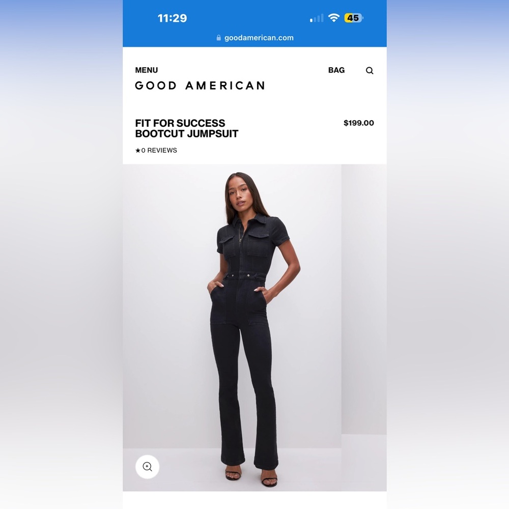 Good American fit for success bootcut jumpsuit size 5 in black
